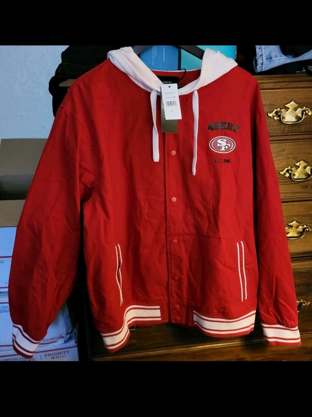 New NFL Team Apparel San Francisco 49's Darius Rucker Full Button Hoodie Size XL